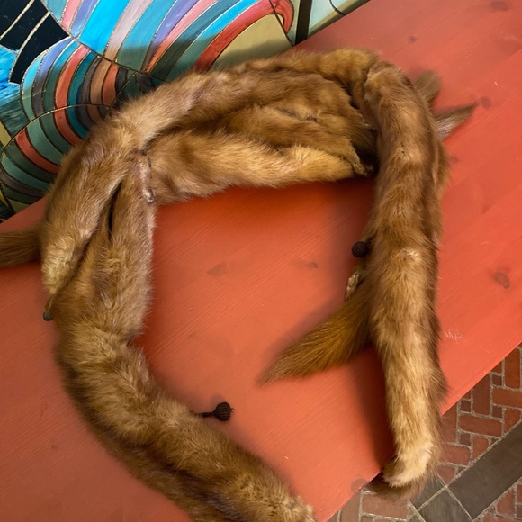 Vintage 5 mink pelt scarf stole - Picture 7 of 8